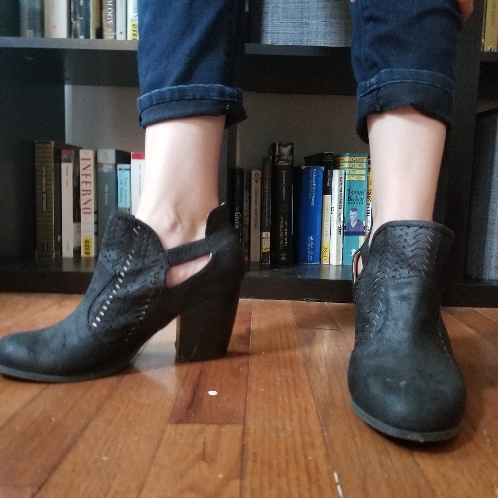 Black bootie heels